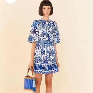 Farm Rio Sweet Rio Puff Sleeve Mini Dress Large